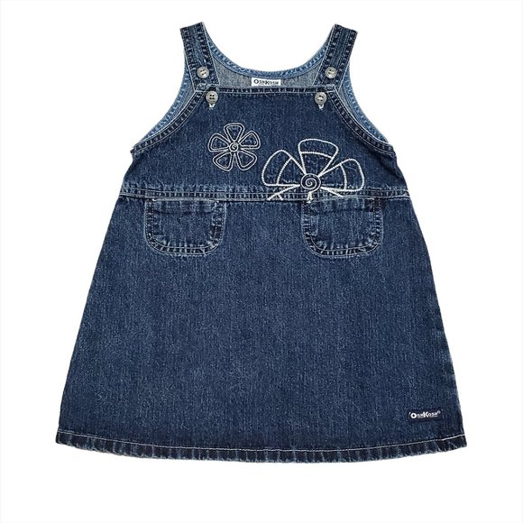 Oshkosh B'gosh Girl Denim Jumper Dress 24 Months Embroidery Blue Canada … - Picture 1 of 8
